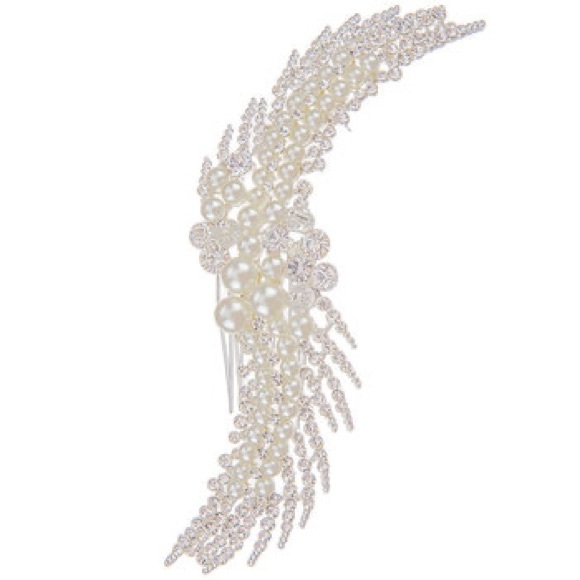 New Pearl & Rhinestone Comb Headpiece by His & Hers - Picture 2 of 3
